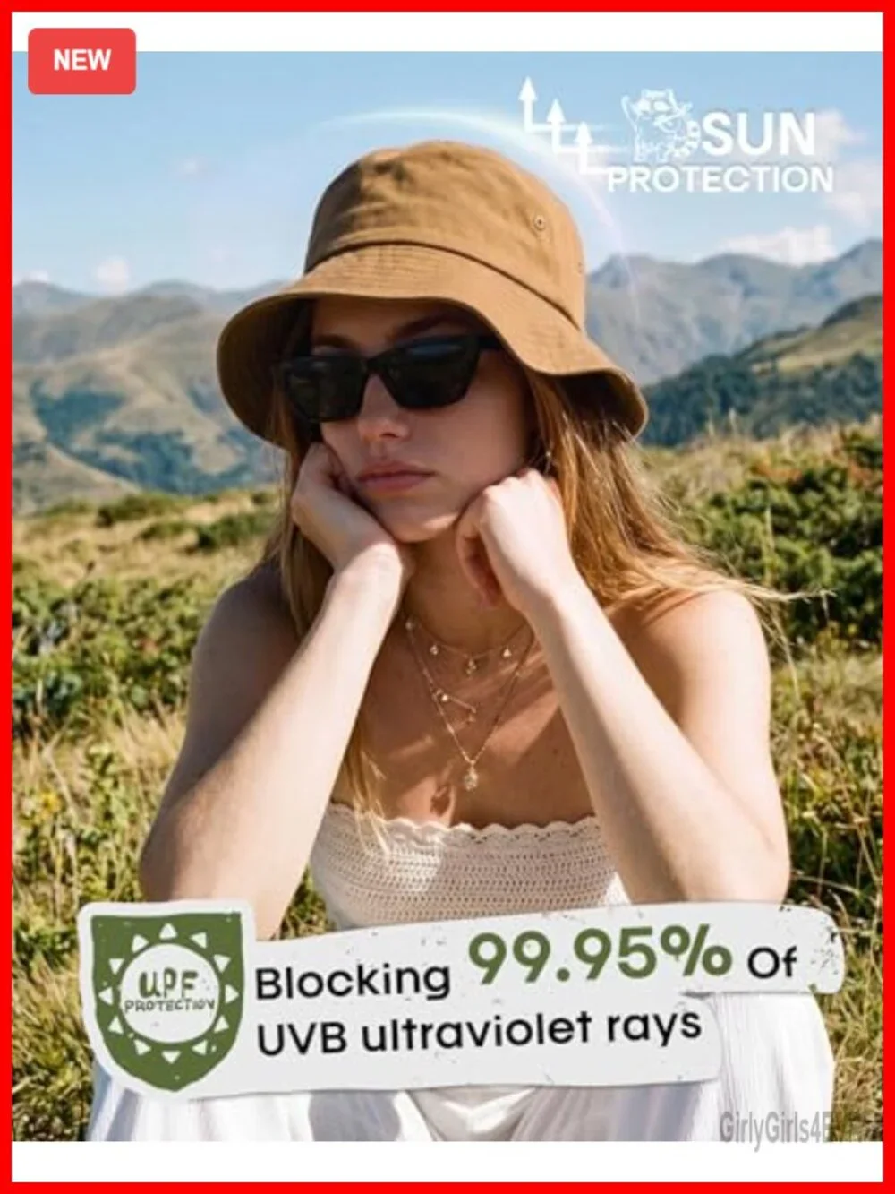 100% Washed Cotton Bucket Hat with Adjustable Chin Strap Packable Sun Hat for